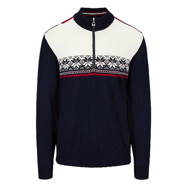 Dale of Norway Liberg Sweater – Pullover aus Merinowolle für Herren, Navy / Off White / Raspberry, im Sale